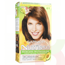 Tintura Pelo Nutrisse 61 Rubio Oscuro Ceniza Centeno Garnier