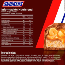 Chocolate Snickers con Leche & Maní Mars 53Gr