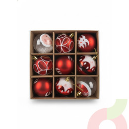 Set de 9 Esferas de Navidad Surtidas 6Cm