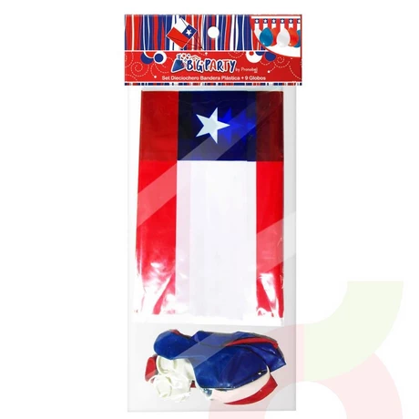 Set Dieciochero Bandera Plástica y 9 Globos  - vista alternativa