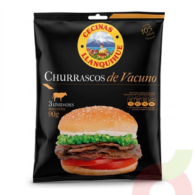 Churrascos Vacuno Llanquihue 90Gr 3 Unidades