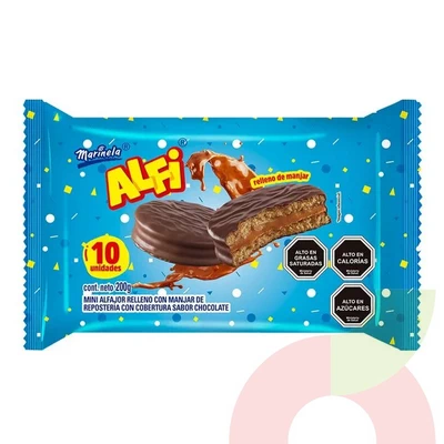 Alfajor con Manjar Alfi Marinela 150Gr 10 Unidades