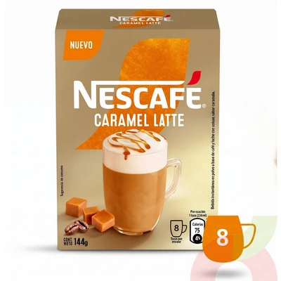 Café Caramel Latte Nescafé 144Gr 8 Unidades