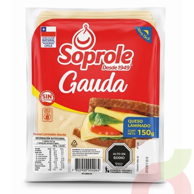 Queso Gauda Laminado Soprole 150Gr
