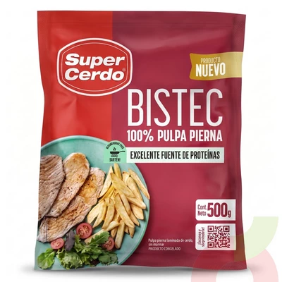 Bistec 100% Pulpa Pierna Super Cerdo 500Gr