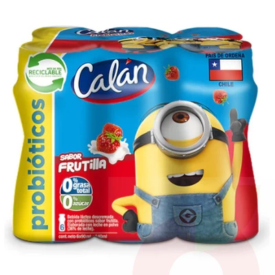 Probiótico Pack de 6 Sabor Frutilla Calan 540Ml