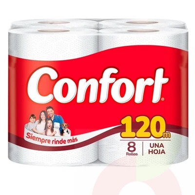Papel Higiénico Confort Familiar 8 Unidades 120M