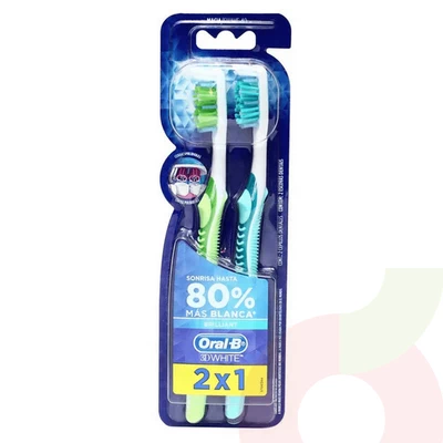 Cepillo Dental Brillante 3D White Suave Oral-B 2 Unidades