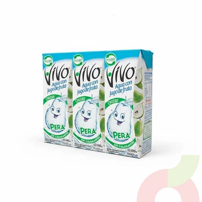 Pack Agua con Jugo de Pera Vivo 190Ml 3 Unidades