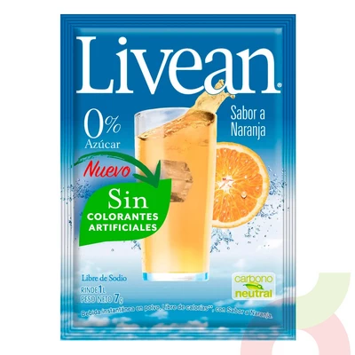 Jugo Instantáneo en Polvo Naranja  Livean 7Gr