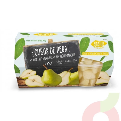 Pack Cubos de Pera en Jugo Binatur 452Gr 4 Unidades