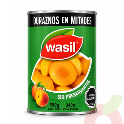 Duraznos en Mitades Wasil 590Gr - 340Gr Drenado