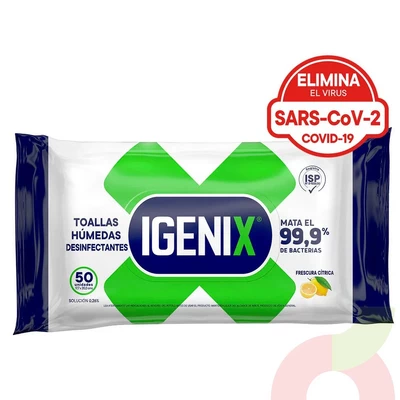 Toallas Húmedas Desinfectantes Igenix 50 Unidades