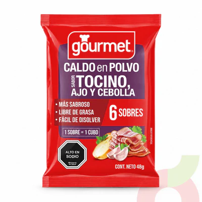 Caldo Tocino, Ajo & Cebolla Gourmet 48Gr 6 Unidades