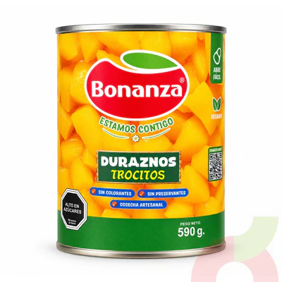 Duraznos en Trocitos Bonanza 590Gr - 340Gr Drenado