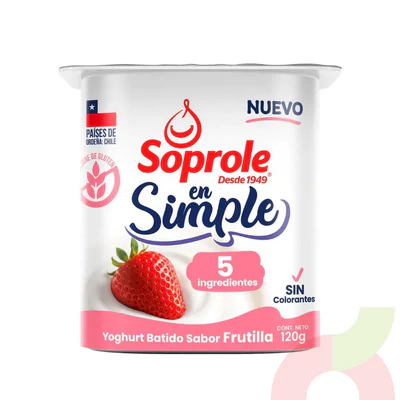 Yoghurt Batido Frutilla Simple Soprole 120Gr