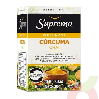 Infusión Cúrcuma Supremo 30Gr 20 Unidades