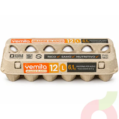 Huevos Blanco Grande Yemita 12 Unidades