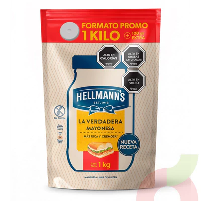 Doypack Mayonesa Hellmanns 1Kg 