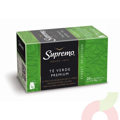 Té Verde Premium Supremo 40Gr 20 Unidades 