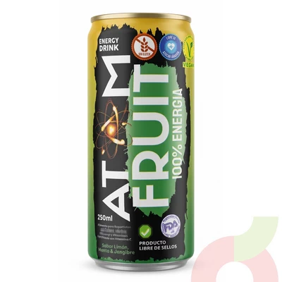 Bebida Energética Limón, Menta & Jengibre Atom Fruit 250Ml