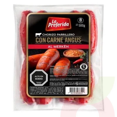 Chorizo Parrillero Angus 8Unidades Merkén 500 Gr