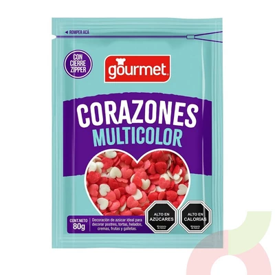 Corazones Multicolor Gourmet 80Gr