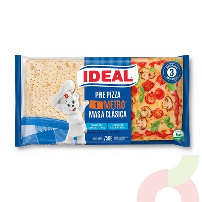 Pre Pizza 1 Metro Masa Clásica Ideal 750Gr 3 Unidades