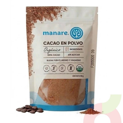 Cacao en Polvo Orgánico Manare 200Gr