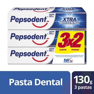 Pasta Dental Extra Whitening  Pepsodent 130Gr 3 Unidades 