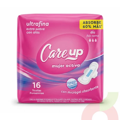 Toallas Higiénicas Ultrafina Care Up 16 Unidades