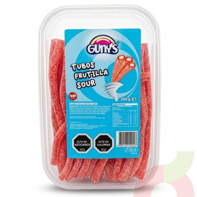 Tubos Frutilla Sour Gunys 300Gr