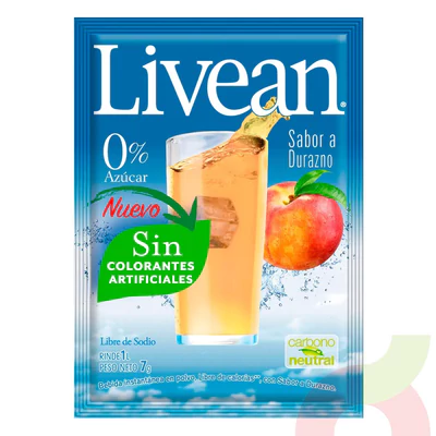 Jugo Instantáneo en Polvo Durazno Livean 7Gr