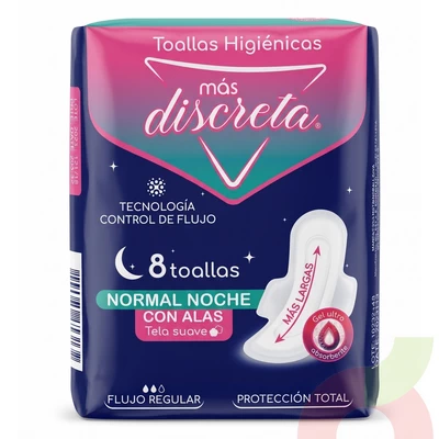 Toallas H. Normal Con Alas Noche Más Discreta 8 Unidades