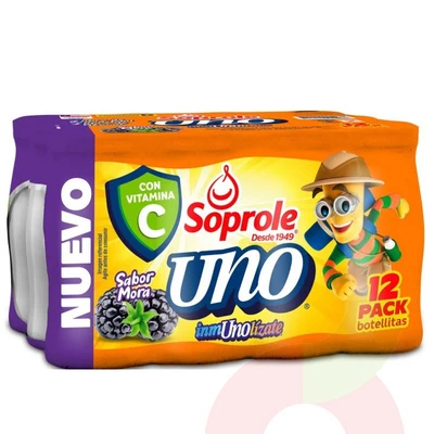 Uno Pack 12 Botellitas Sabor Mora Soprole 960Ml