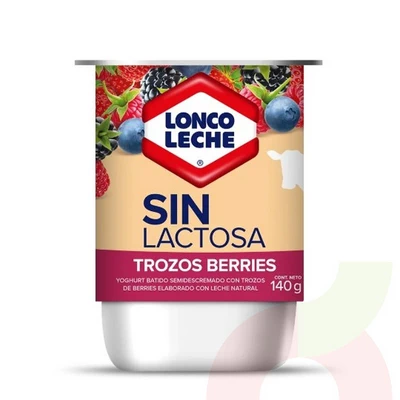Yoghurt sin Lactosa Trozos Berries LoncoLeche 140Gr