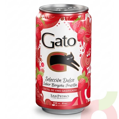 Cóctel de Vino Borgoña Frutilla Gasificado Gato 350Ml