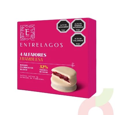 Alfajores Frambuesa 32% EntreLagos 160Gr 4 Unidades