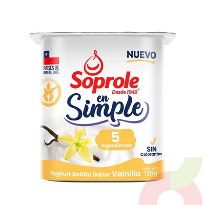 Yoghurt Batido Vainilla Simple Soprole 120Gr