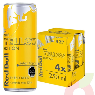 Pack Bebida Energética Yellow Red Bull 250Ml 4Unidades  