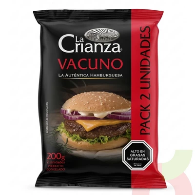 Pack Hamburguesas Vacuno La Crianza 200Gr 2 Unidades