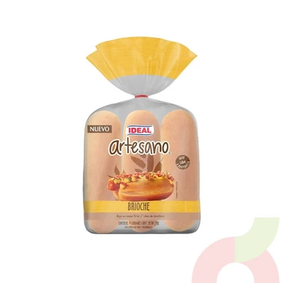 Pan Hotdog Brioche Artesano Ideal 370Gr 6 Unidades