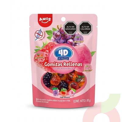 Gomitas Rellenas Frutas Mixtas Amos 80Gr