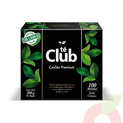 Té Negro Ceylán Premium Té Club 200Gr 100 Unidades