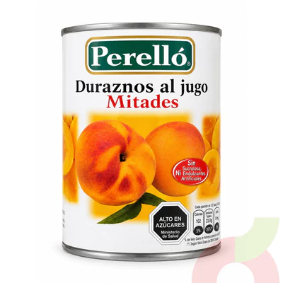 Duraznos al Jugo Mitades Perelló 340Gr Drenado