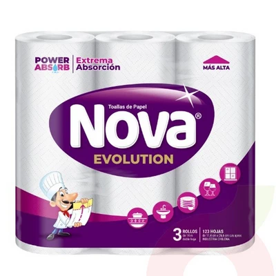 Toalla Papel Evolution Doble Hoja Nova 14Mt 3 Unidades