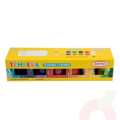 Témpera 12 Colores + 2 Blancos Artel