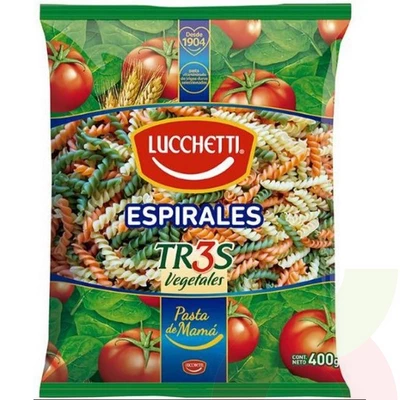 Pasta Espiral 3 Sabores Lucchetti 400Gr