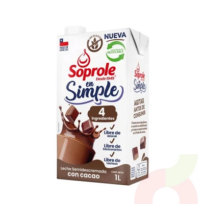Leche Semidescremada Cacao en Simple Soprole 1Lt