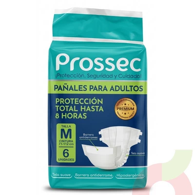 Pañal Adulto M Prossec 6 Unidades